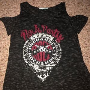 Rock N Roll Cold Shoulder Tee